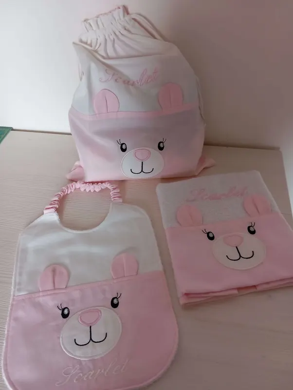 Set nascita con coniglietto rosa